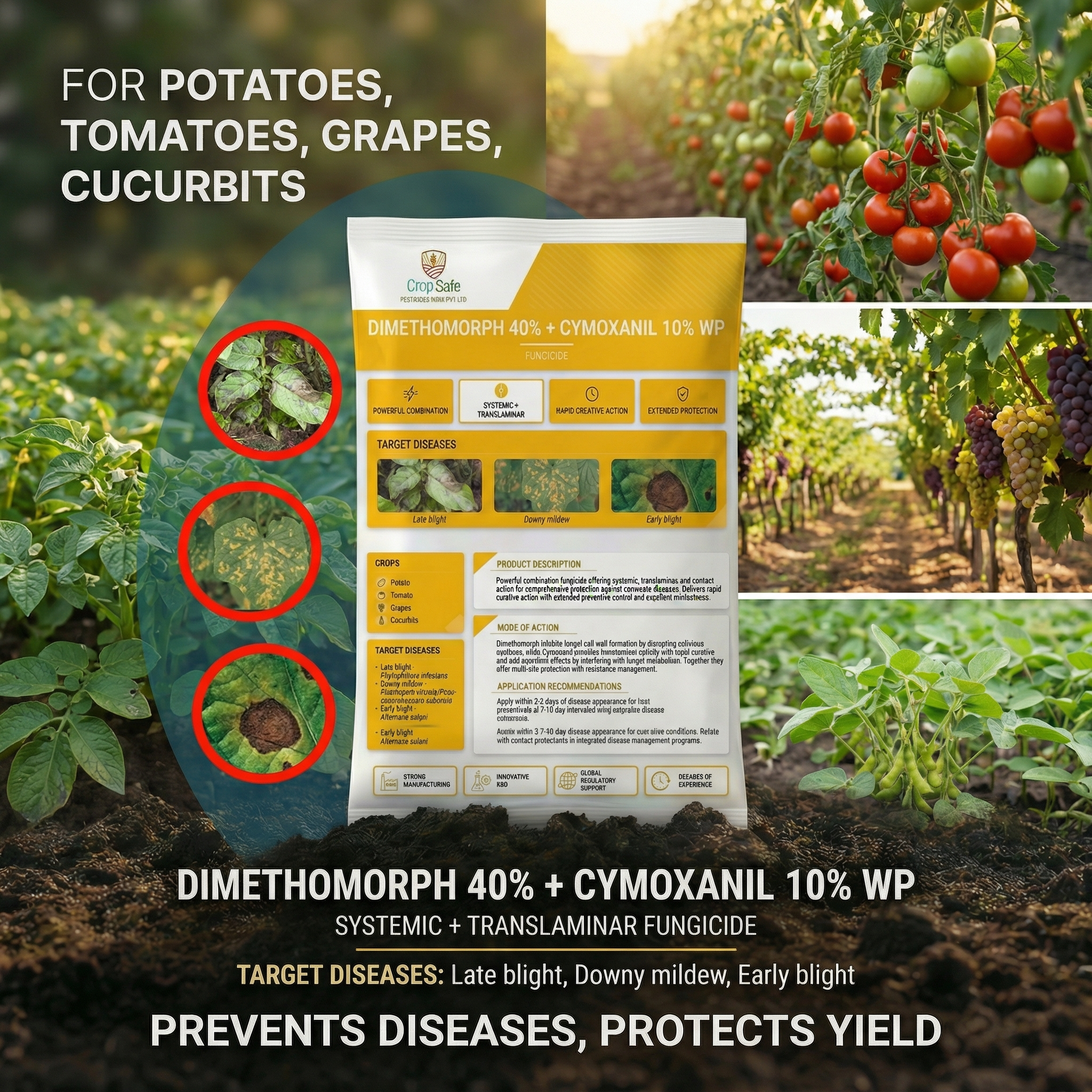 DIMETHOMORPH 40% + CYMOXANIL 10% WP