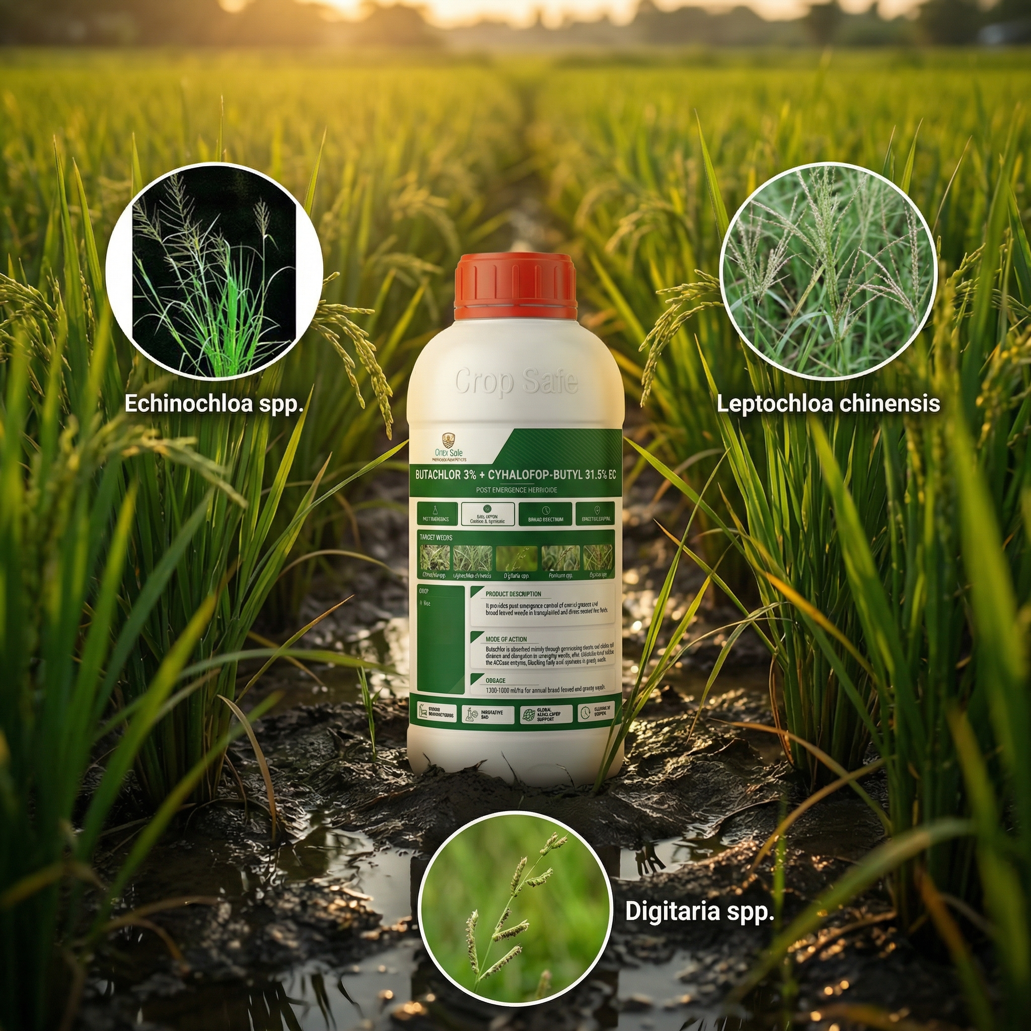 BUTACHLOR 3% + CYHALOFOP-BUTYL 31.5% EC