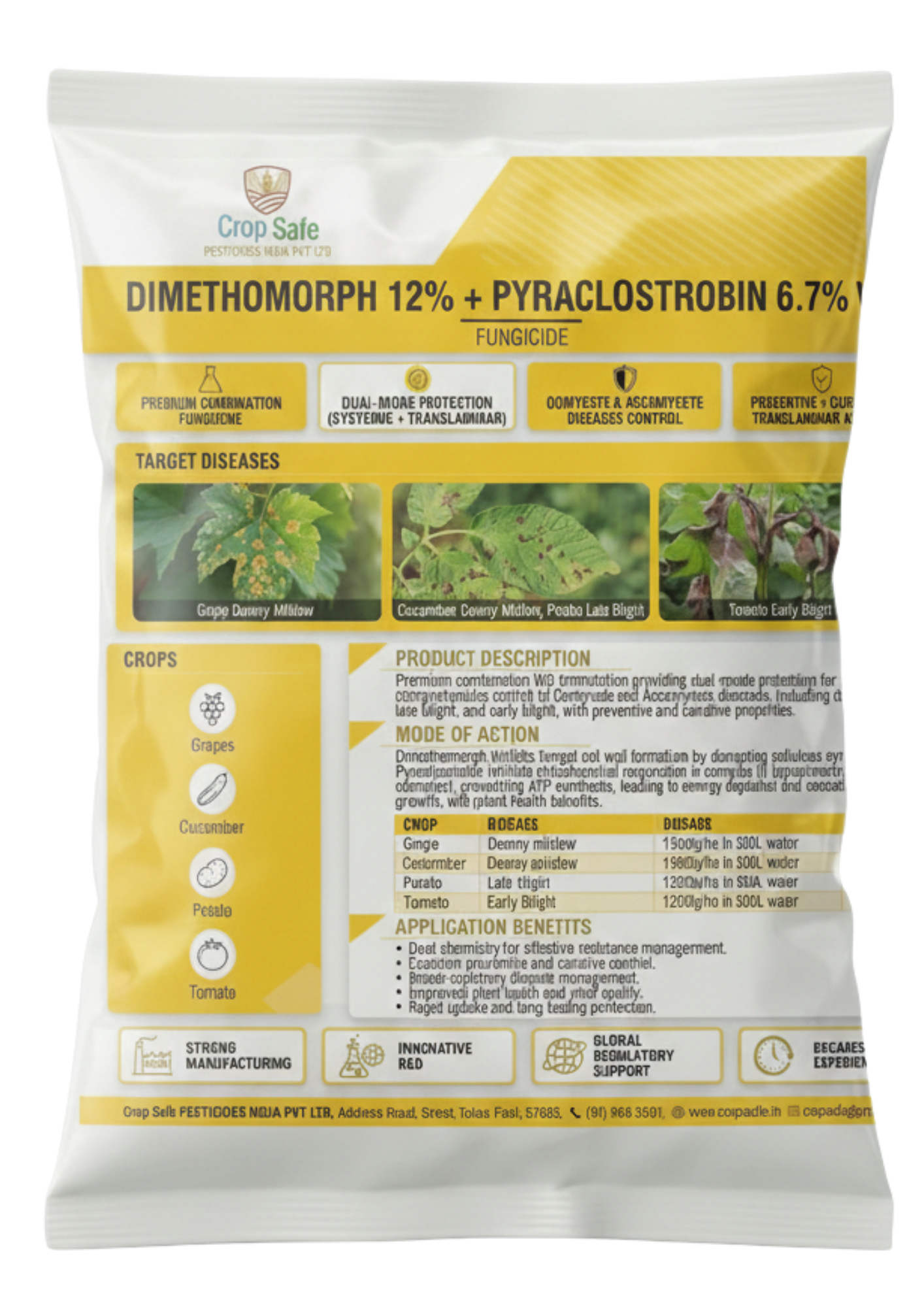 Dimethomorph 12% + Pyraclostrobin 6.7% WG