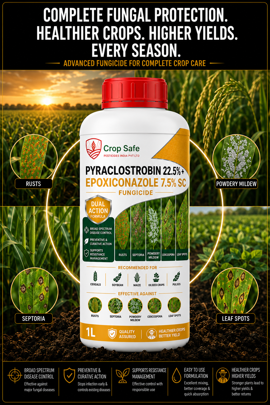 PYRACLOSTROBIN 22.5% + EPOXICONAZOLE 7.5% SC