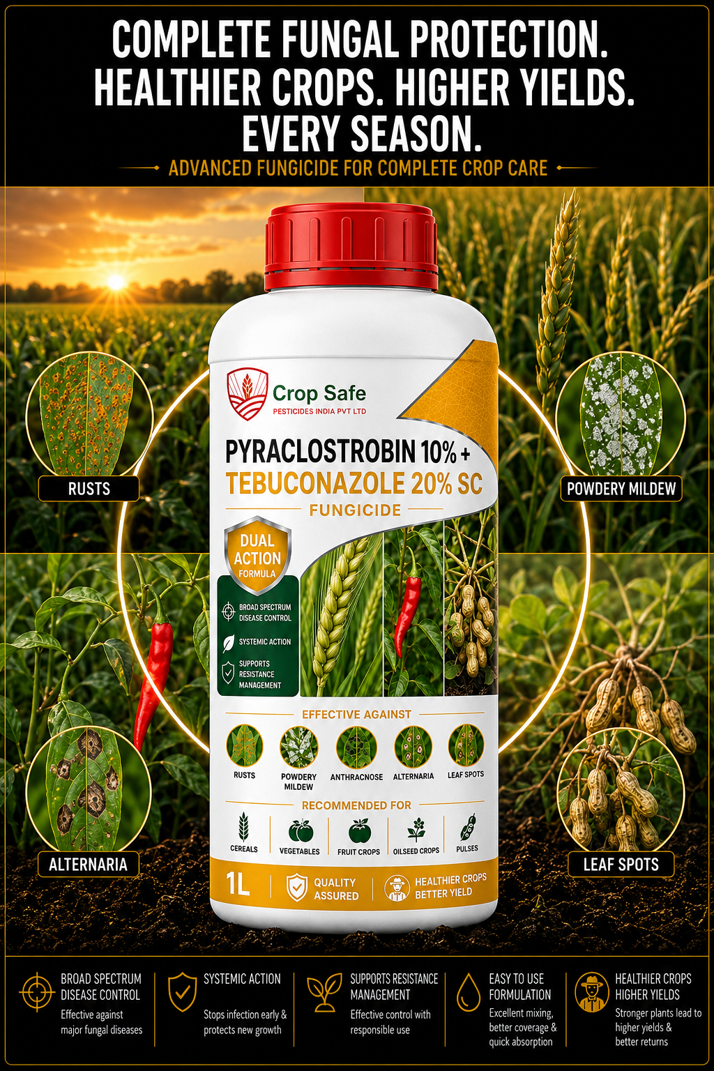 PYRACLOSTROBIN 10% + TEBUCONAZOLE 20% SC