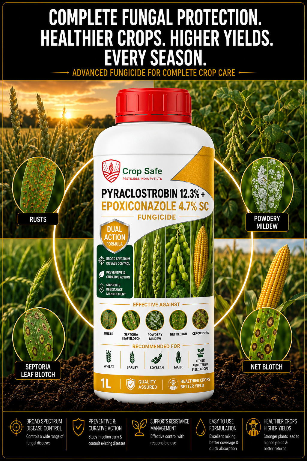 PYRACLOSTROBIN 12.3% + EPOXICONAZOLE 4.7% SC