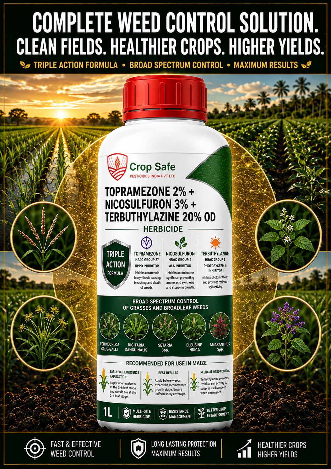 TOPRAMEZONE 2% + NICOSULFURON 3% + TERBUTHYLAZINE 20% OD