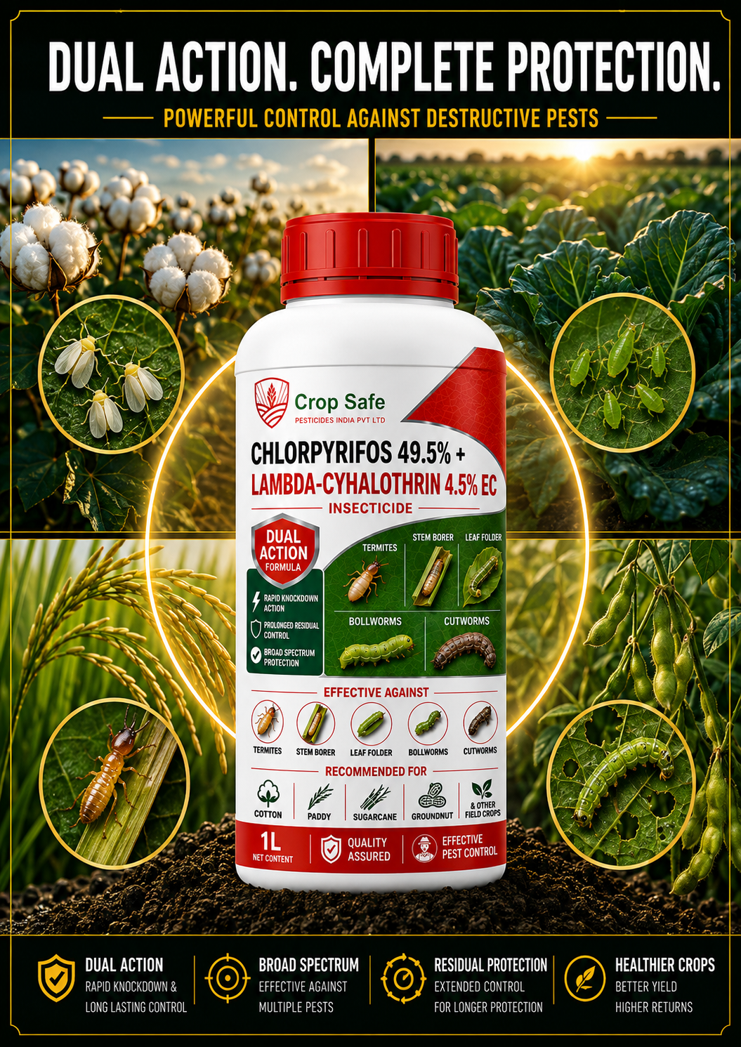 CHLORPYRIFOS 49.5% + LAMBDA-CYHALOTHRIN 4.5% EC