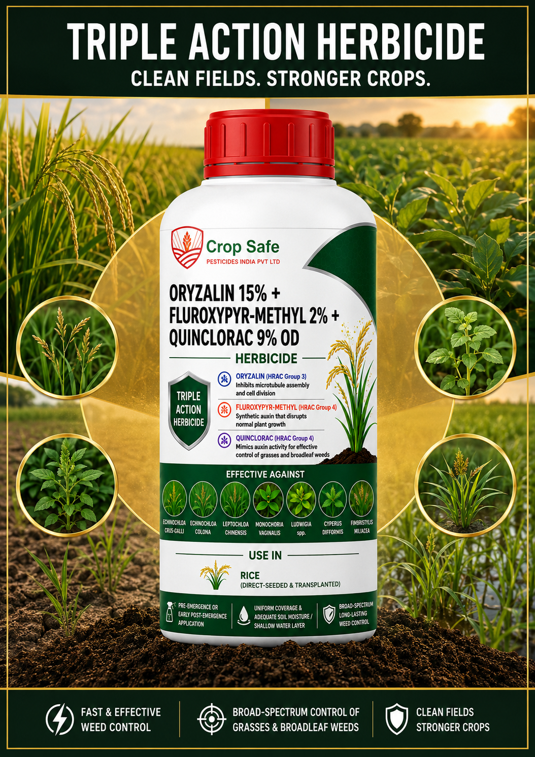 ORYZALIN 15% + FLUROXYPYR-METHYL 2% + QUINCLORAC 9% OD