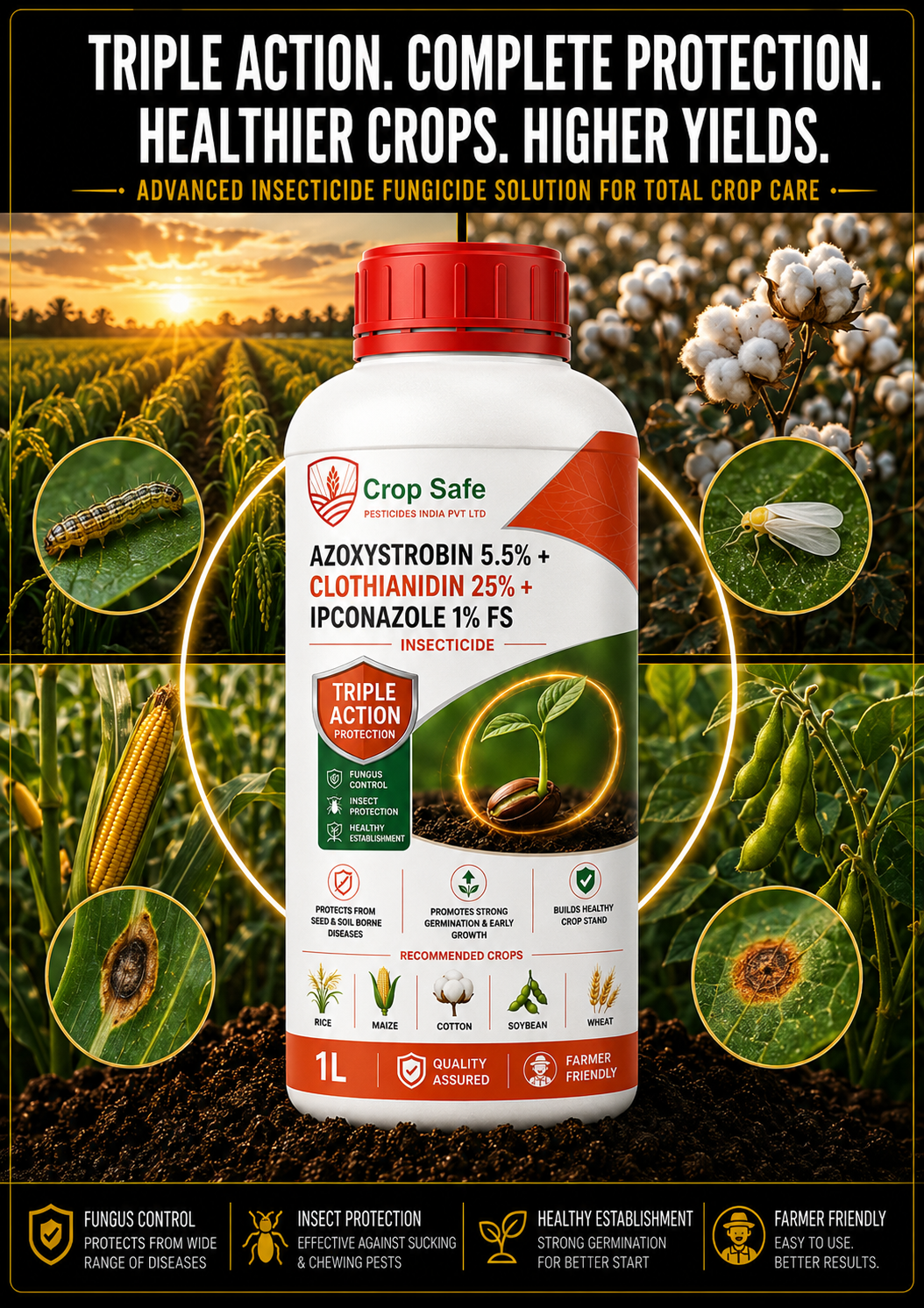 AZOXYSTROBIN 5.5% + CLOTHIANIDIN 25% + IPCONAZOLE 1% FS