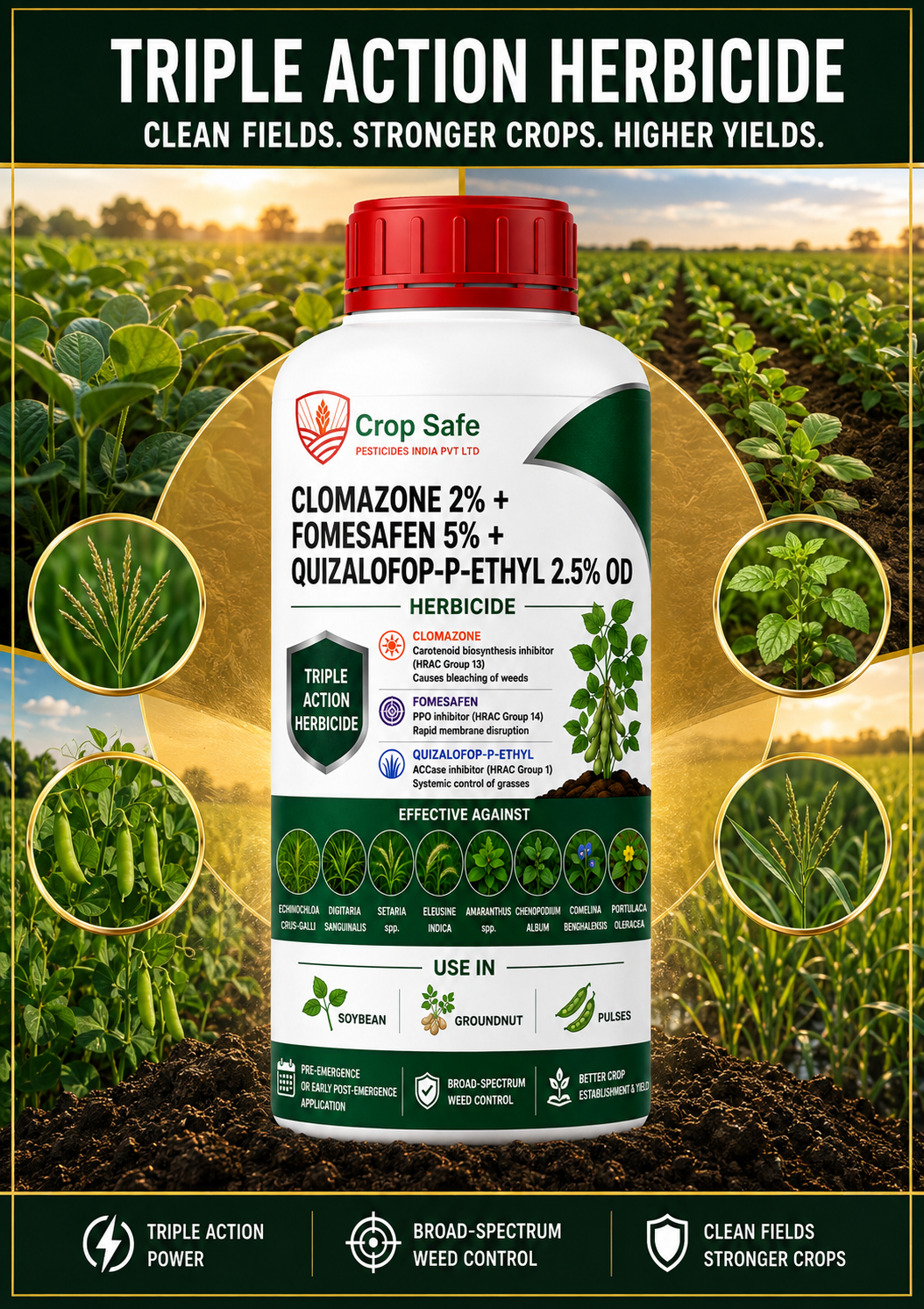 CLOMAZONE 2% + FOMESAFEN 5% + QUIZALOFOP-P-ETHYL 2.5% OD