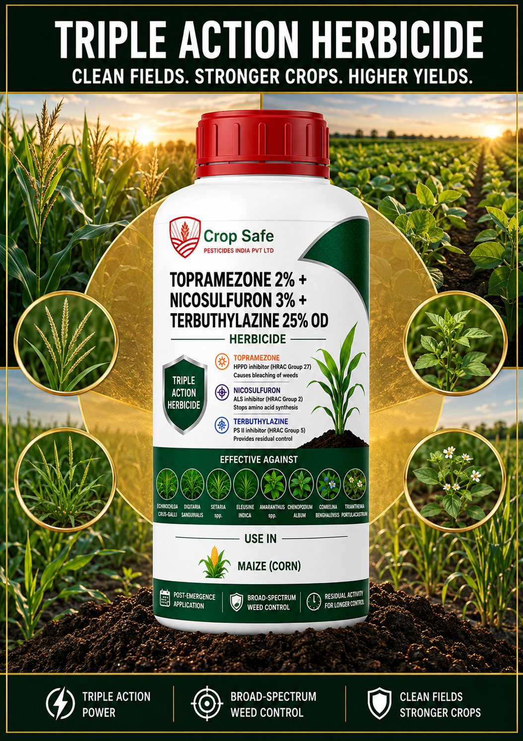 TOPRAMEZONE 2% + NICOSULFURON 3% + TERBUTHYLAZINE 25% OD