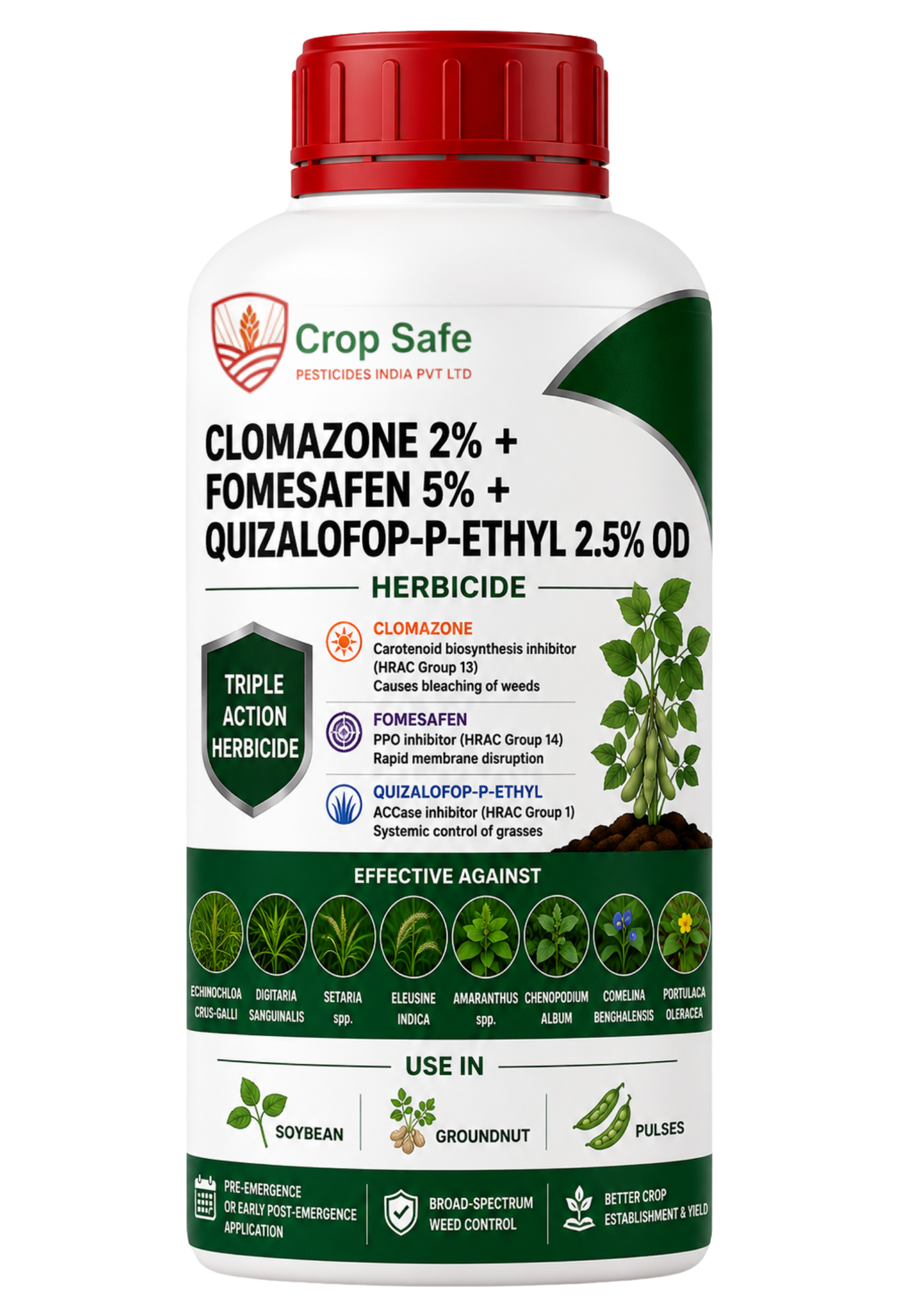 Clomazone 2% + Fomesafen 5% + Quizalofop-P-ethyl 2.5% OD