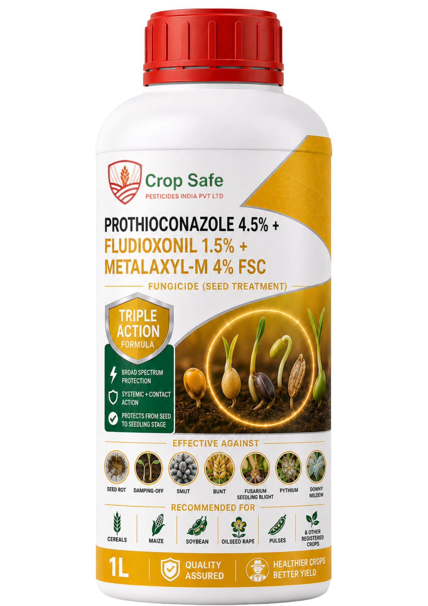 Prothioconazole 4.5% + Fludioxonil 1.5% + Metalaxyl-M 4% FSC