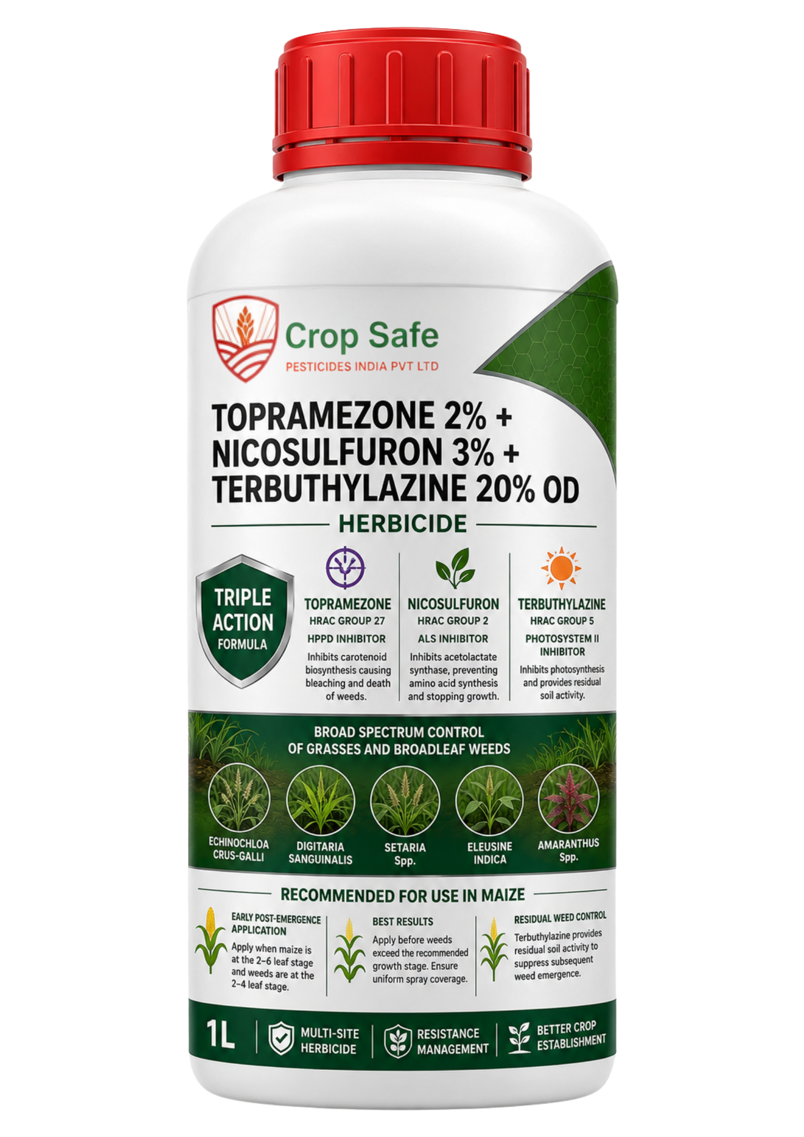 Topramezone 2% + Nicosulfuron 3% + Terbuthylazine 20% OD