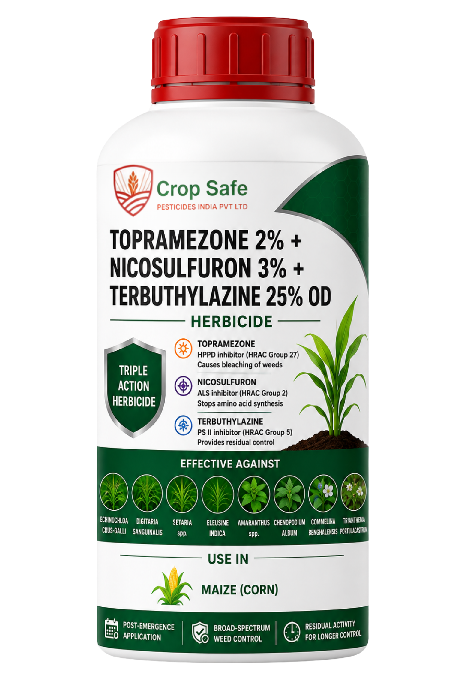 Topramezone 2% + Nicosulfuron 3% + Terbuthylazine 25% OD